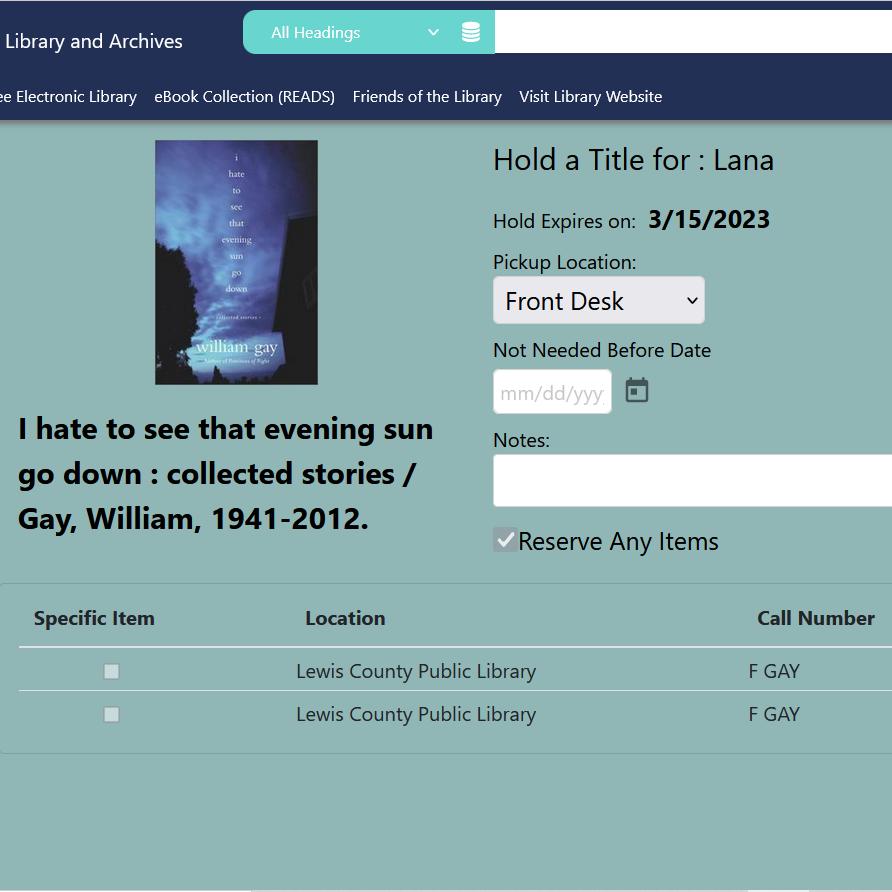 Lewis County Public Library and Archives